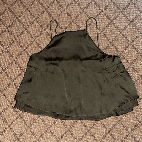 Green flowy camisole w double ruffle L - Picture 4 of 6